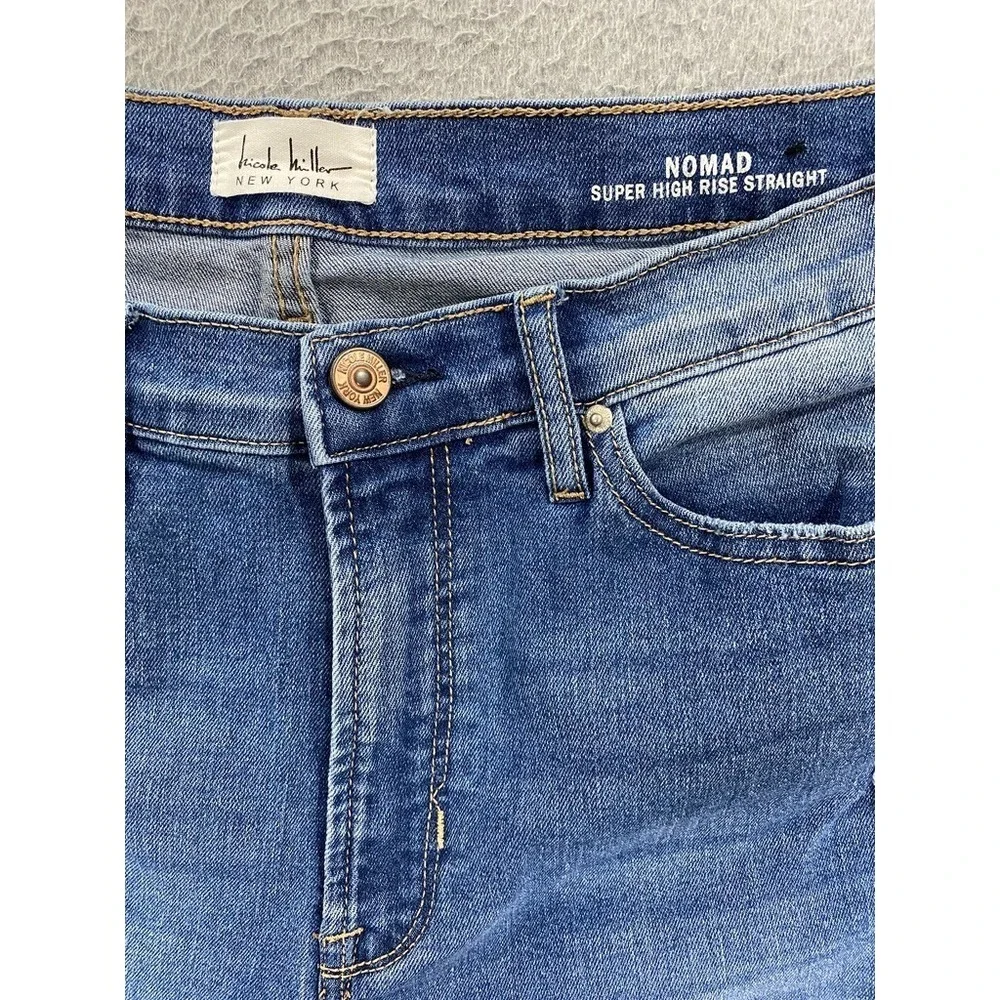Nicole Miller Blue Jeans Womens Size 12 Nomad Super High Rise Straight Leg
